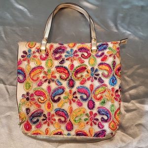 Vintage paisley chenille metallic gold bag